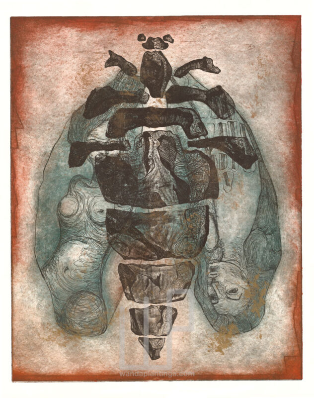 INSECT ETCHING RUST BLEU 40X50