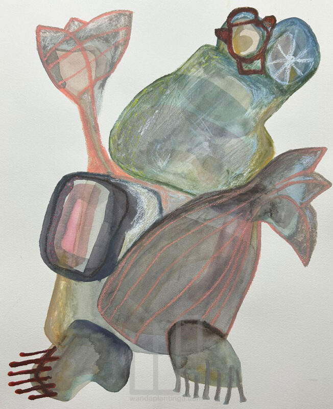 coral aquarelle pink grey 41x51.