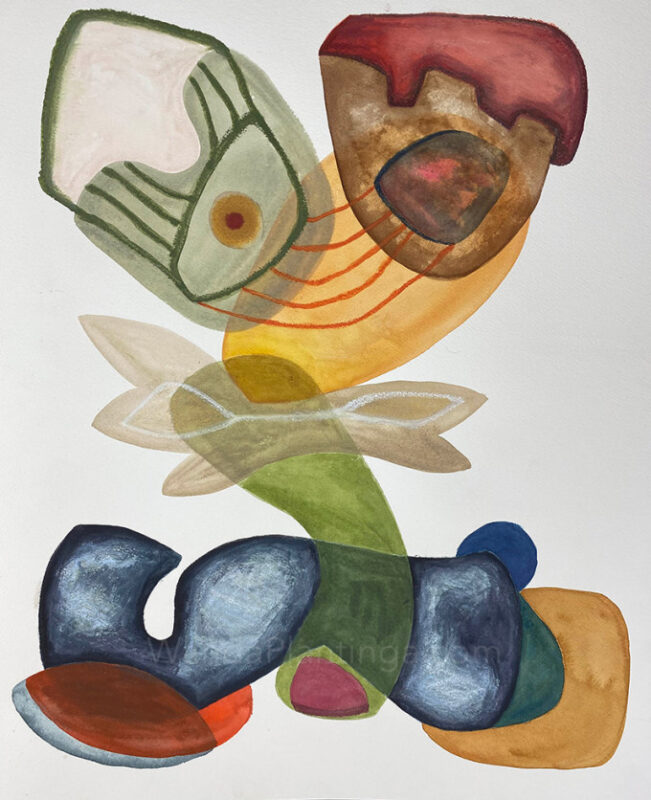 coral green eye aqua 41x51 series medium art painting