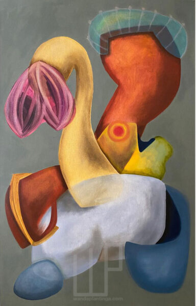 coral oil on paper 100x65 series