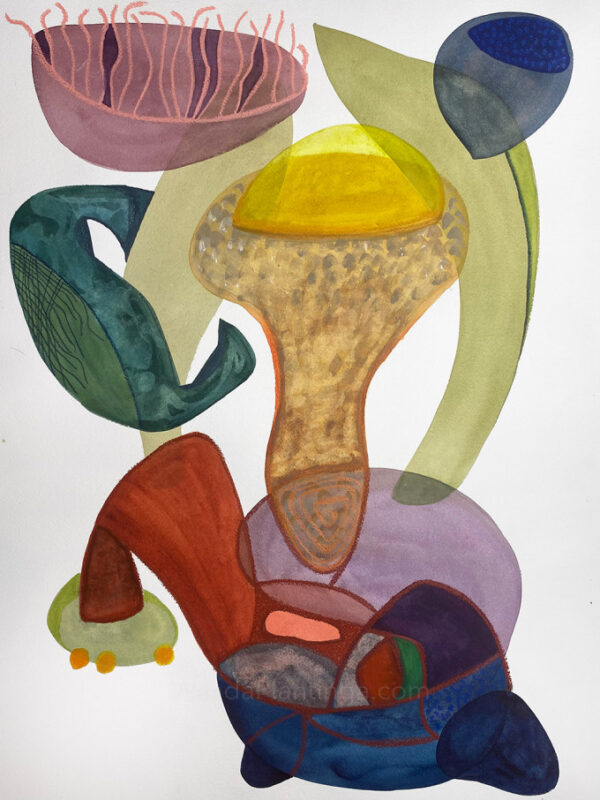 coral pink hair aquarelle 46x61 series medium art painting