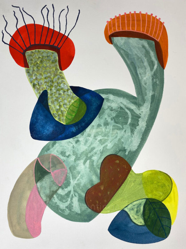 coral red orange hats aqua 46x61 series medium art painting