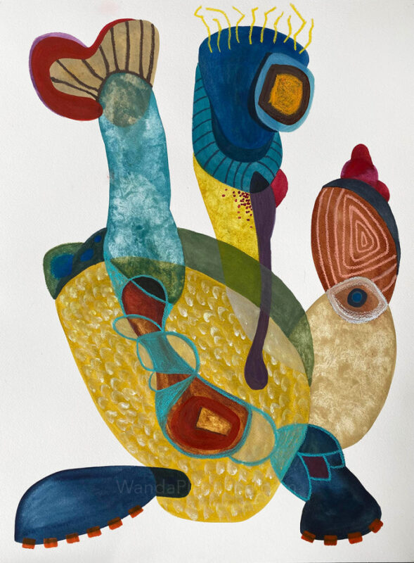 coral yellow egg aquarelle 46x61 series medium art painting