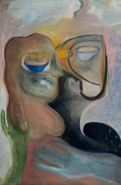 couple oil painting large abstract art