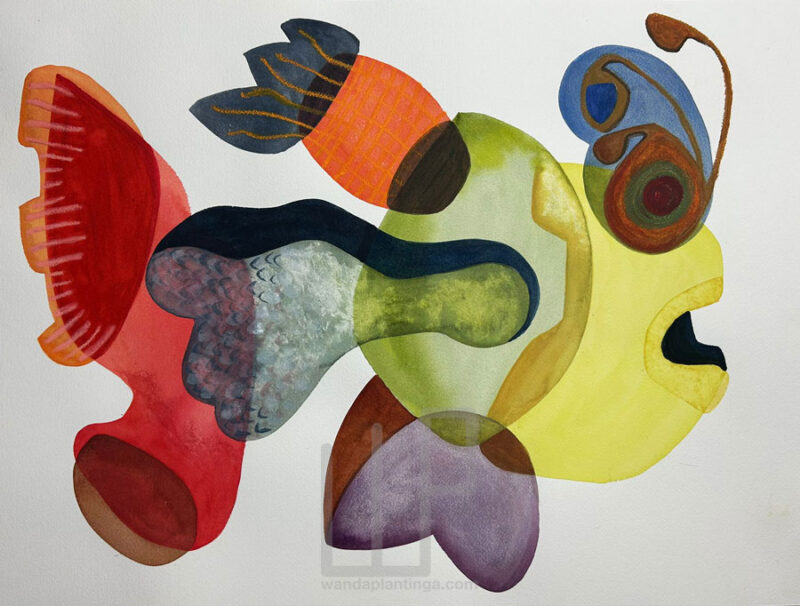 fish aquarelle orange fin