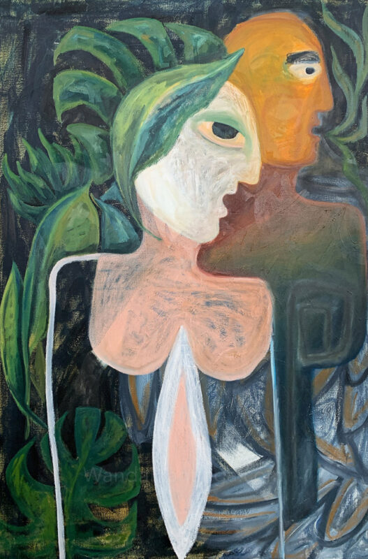 lone wolves oil painting large abstract art