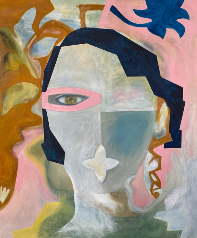 mask pink eye oil 100x120 series large art abstract painting