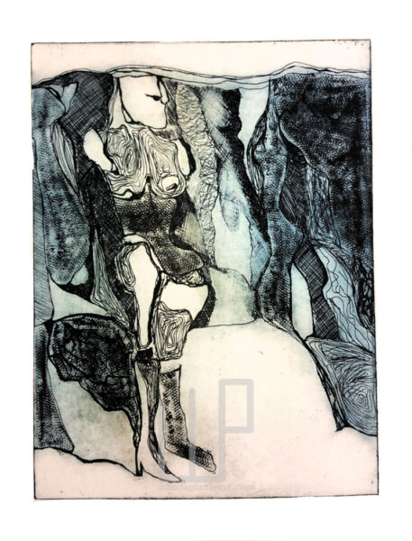 rock III etching black white 15x25