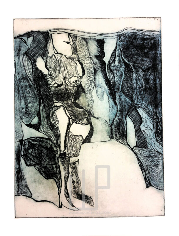 rock III etching black white 15x25